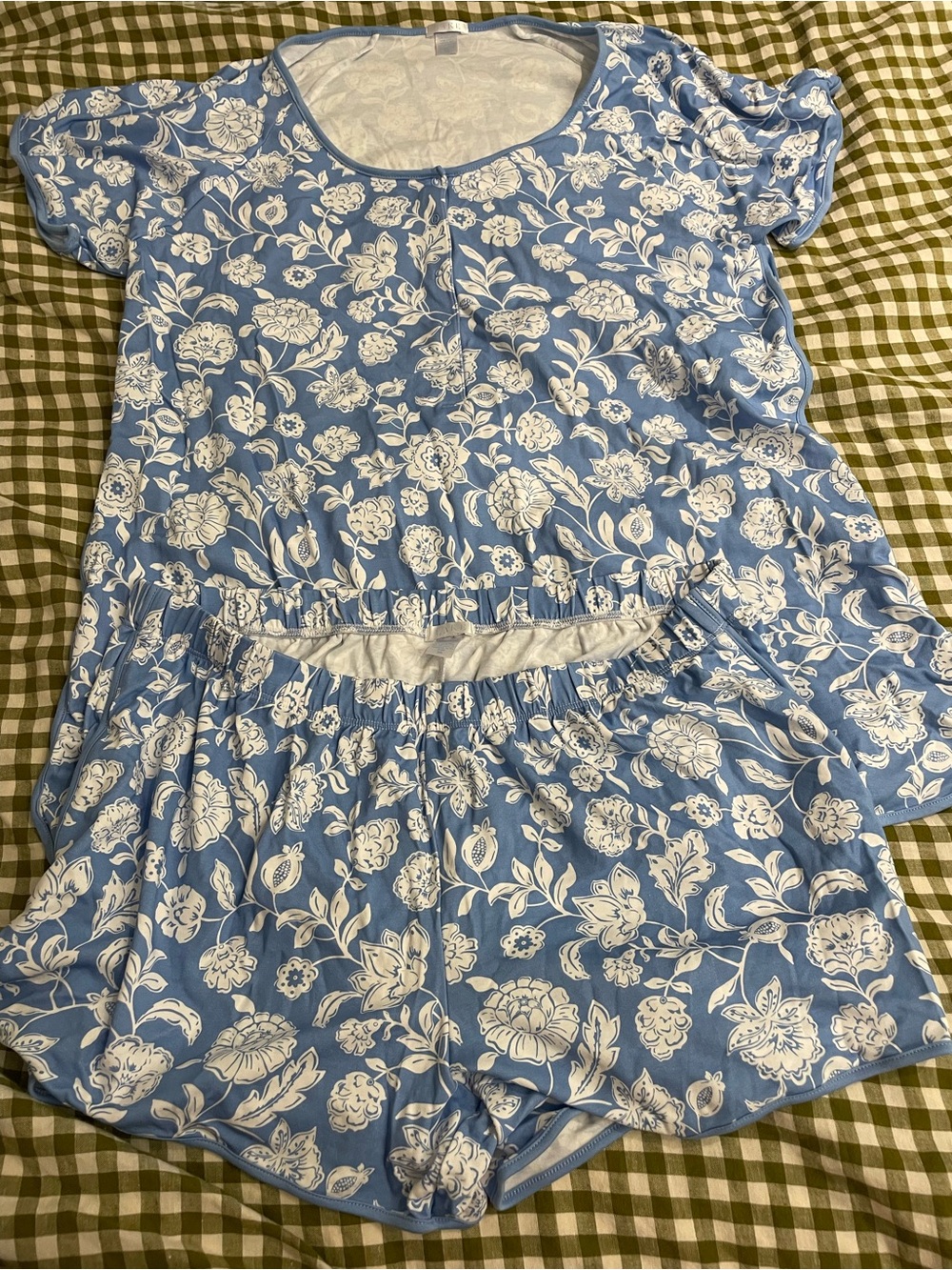 Lake Pajamas Pima Shorts Set in Hydrangea Floral Blue size XXL